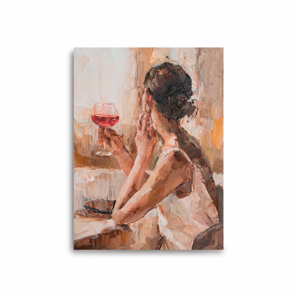 Hermosa Joven Atractiva Sosteniendo un Vaso de Vino con Barniz a Registro - Imagen 5